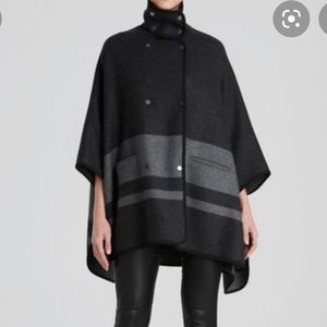 Vince blanket strip cape coat charcoal grey